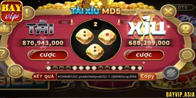 Tỷ lệ thắng cược vô cùng cao tại Tài xỉu MD5 BayVip